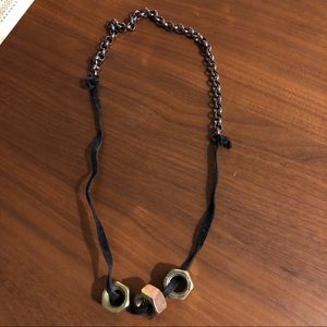 Leather chain and bolt necklace
